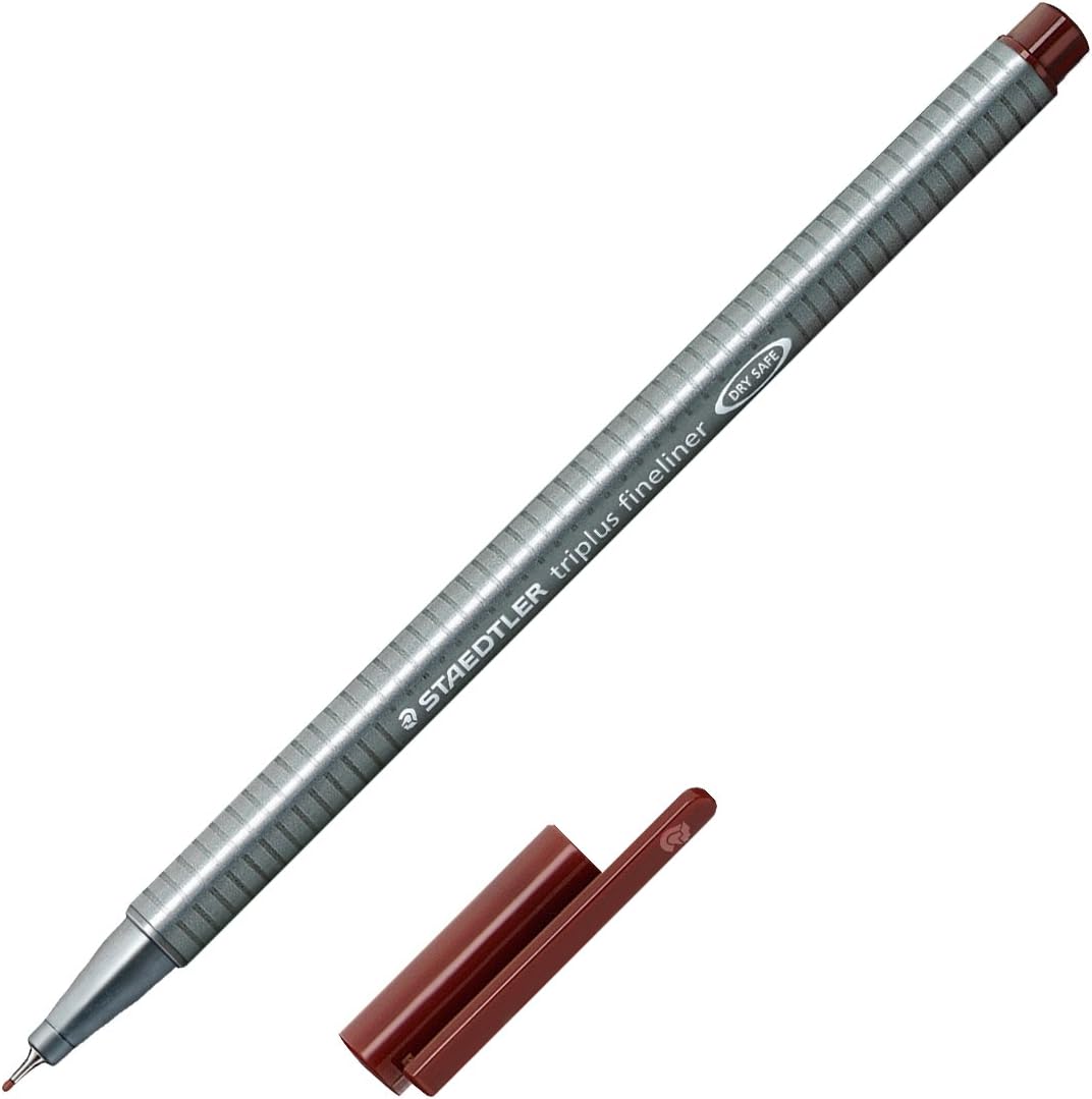 Staedtler Triplus Fineline 334 – Superfine Tip 0.3 mm Marron, Gris