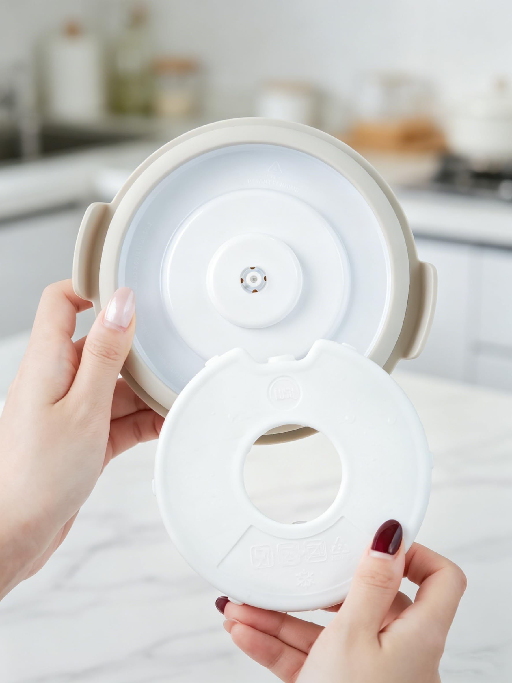 FOSA Contenitori sottovuoto, confezione da 4 da 600 ml, aggiornati con vassoio per ghiaccio rimovibile e anello data rimovibile (grigio), conservazione sottovuoto per alimenti, contenitori ermetici