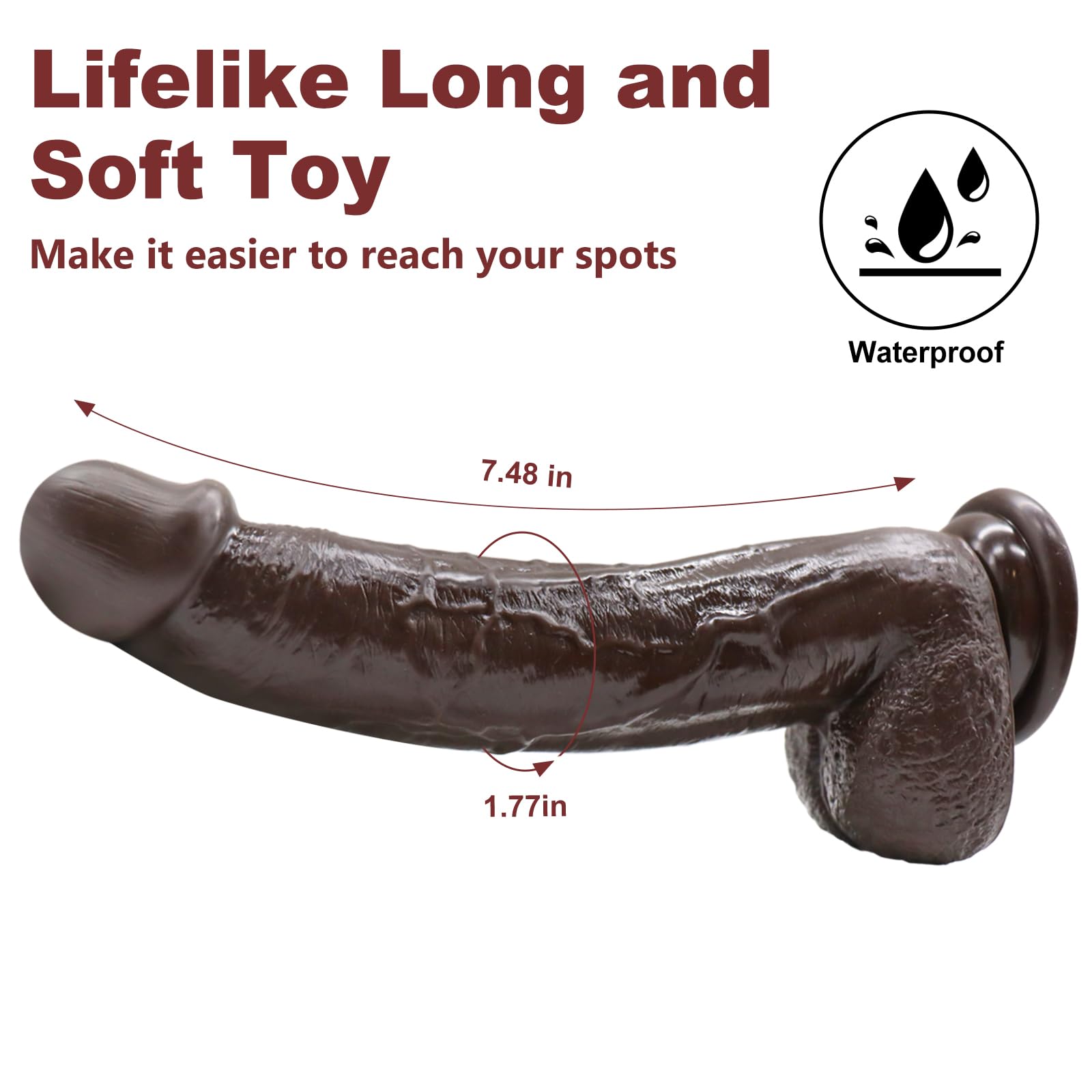 9.25 Inch Realistic Dildo Adult Sex Toys for Women Men, Lifelike G Spot Clitoral Black Huge Dildo with Strong Suction Cup for Hands-Free Play, Flexible BBC Anal Toys for Lesbian Strap-on Play (): Brown