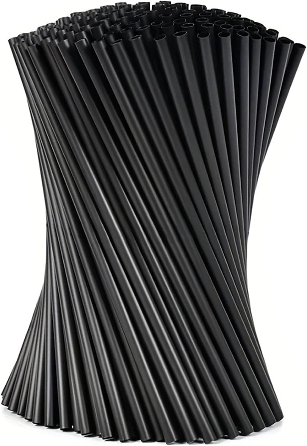 Reusable Drinking Straws with Cleaning Brush, Black, Pack of 100 for Cocktails, Milk, Juice and Tea