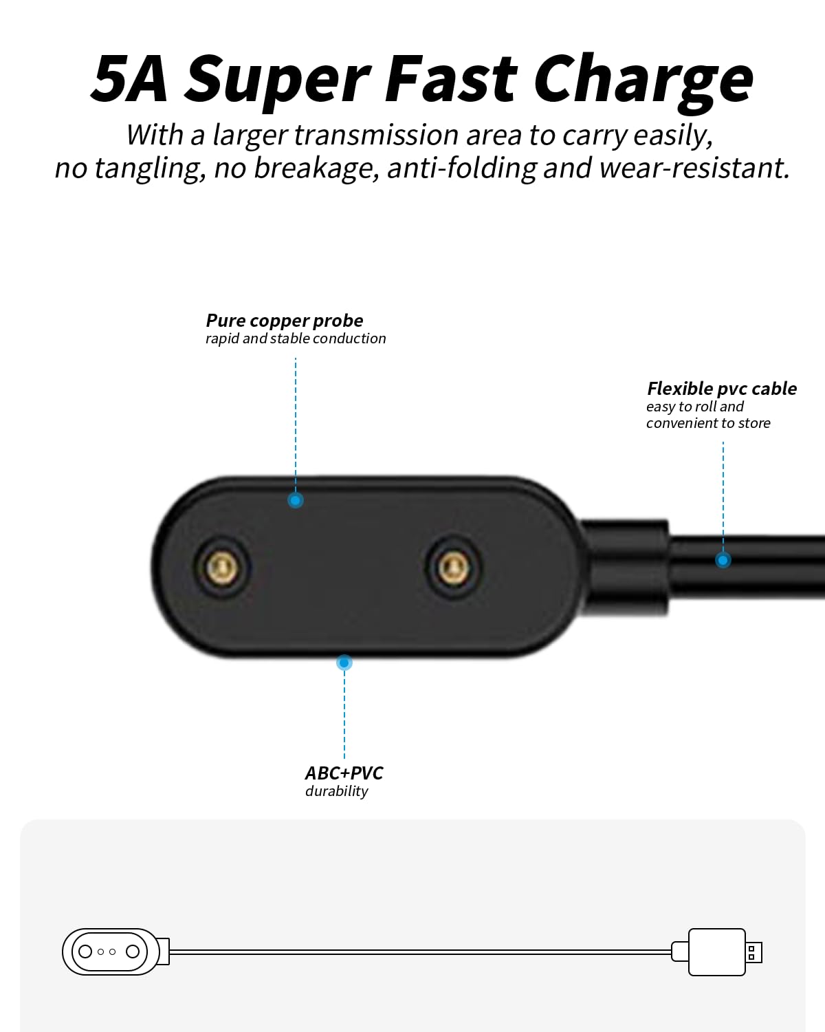 für Huawei Band 11. Silikon-Aufbewahrungstasche & USB-C Adapter - 60cm Ersatz-Ladegerät Reiseset