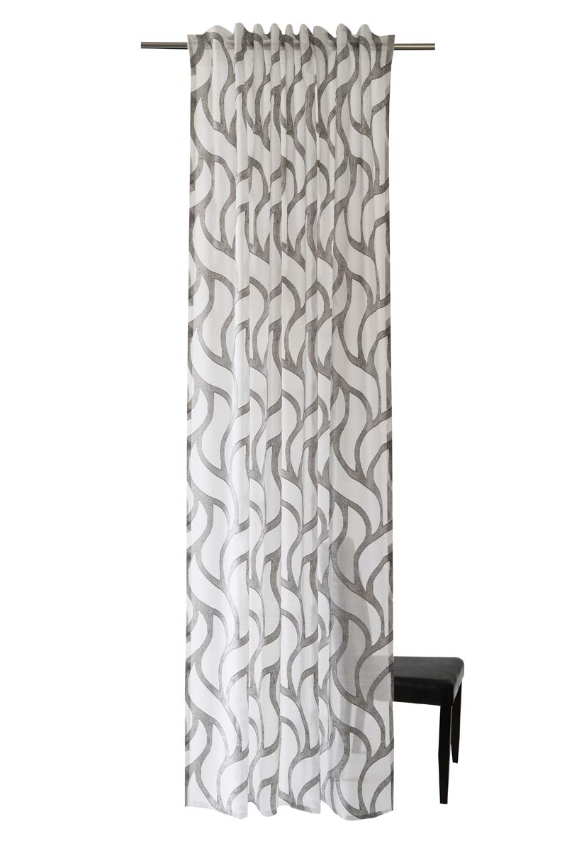 Homing Semi-transparent curtain with concealed loops, white/grey (1 piece) 245 x 140 cm (H x W) 5433-28