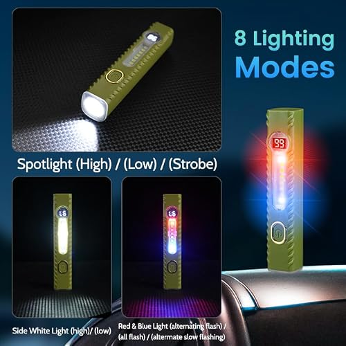 Fancybird Rechargeable Flashlights with 8 Modes, Small Flashlight with LCD Digital Display, High Lumens EDC Flash Light, Handheld LED Flashlights for Home Emergencies Camping (Green) — view 2