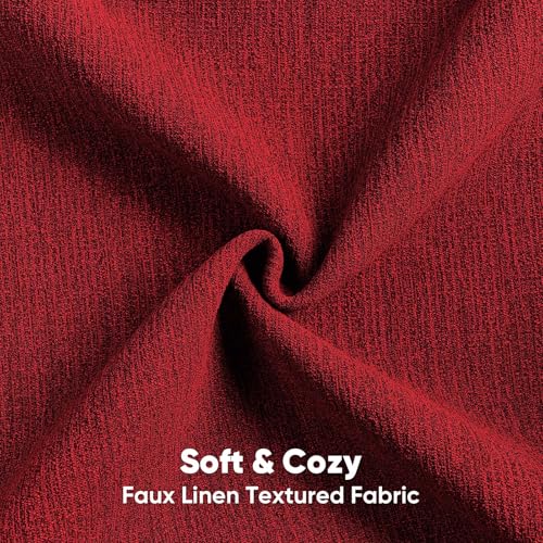 FUTEI Red Chenille Decorative Throw Pillow Covers 16x16 Inch Set of 2,Soft Cozy Faux Linen Textured Cushion Case,Farmhouse Home Decor for Couch Living Room