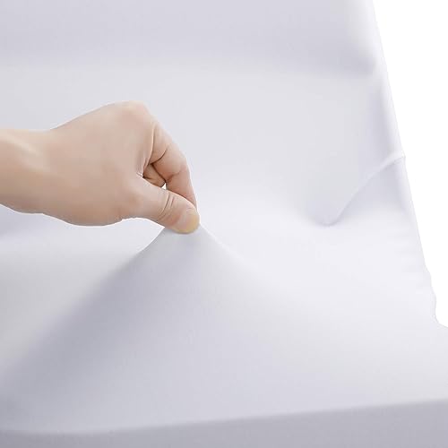 Miniatura 8 de Peomeise Funda de silla plegable de elastano elástica para bodas, fiestas, comedor, banquetes y eventos (blanco, 50 unidades)