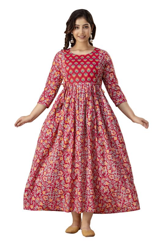 murli kurti Women's Pure Cotton Printed Maternity Gown/Maternity wear/Feeding Gown A-line Maternity Feeding Dress Maternity Kurti Gown for Women-picture-18