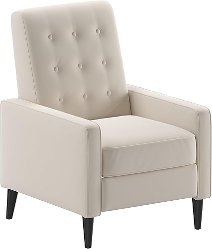 Miniatura 16 de Flash Furniture Ezra Ezra - Sillón reclinable pushback, tapicería moderna de tela gris de mediados de siglo, parte trasera con botones, uso