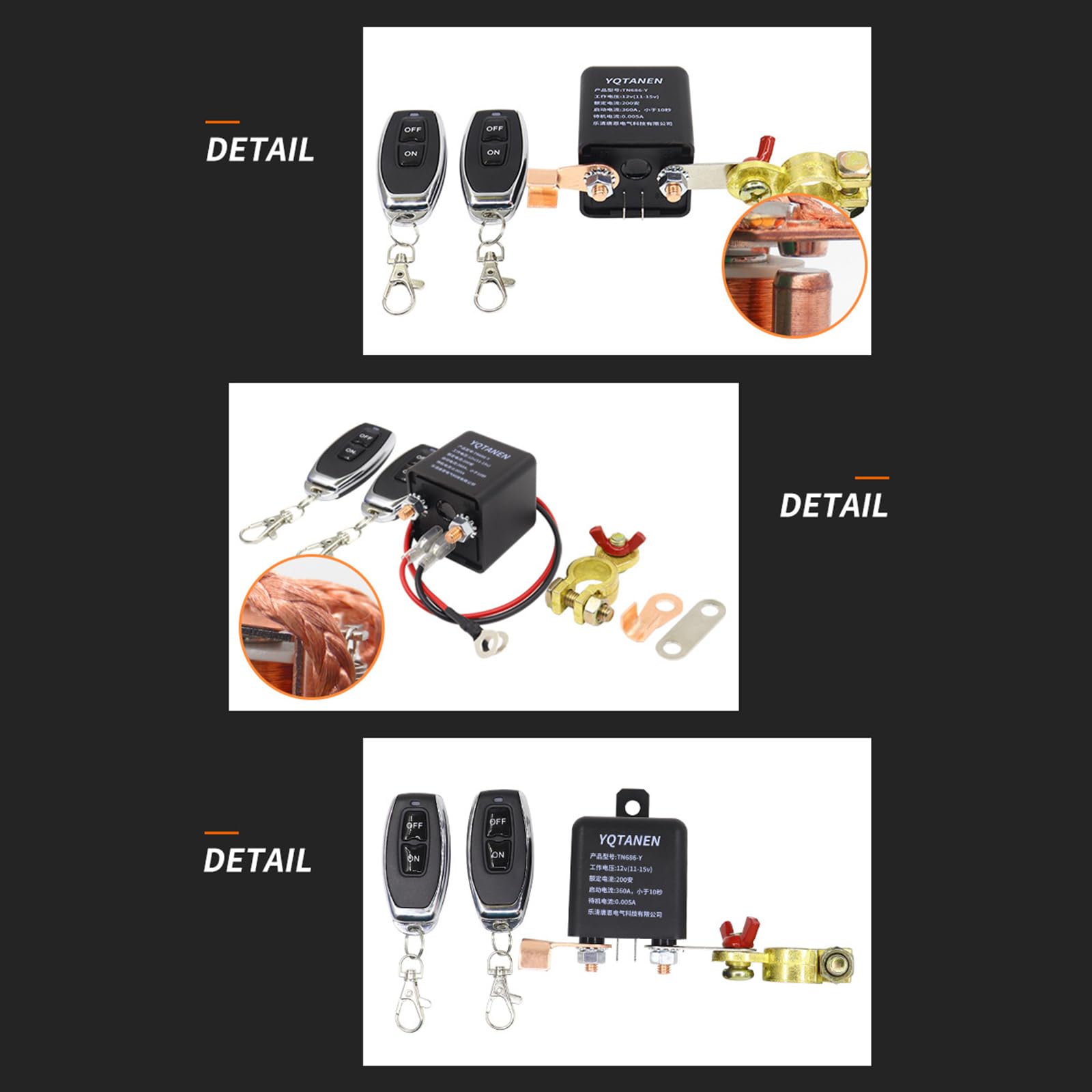 Interrupteur de déconnexion de Batterie pour Voitures, 12V 200A
