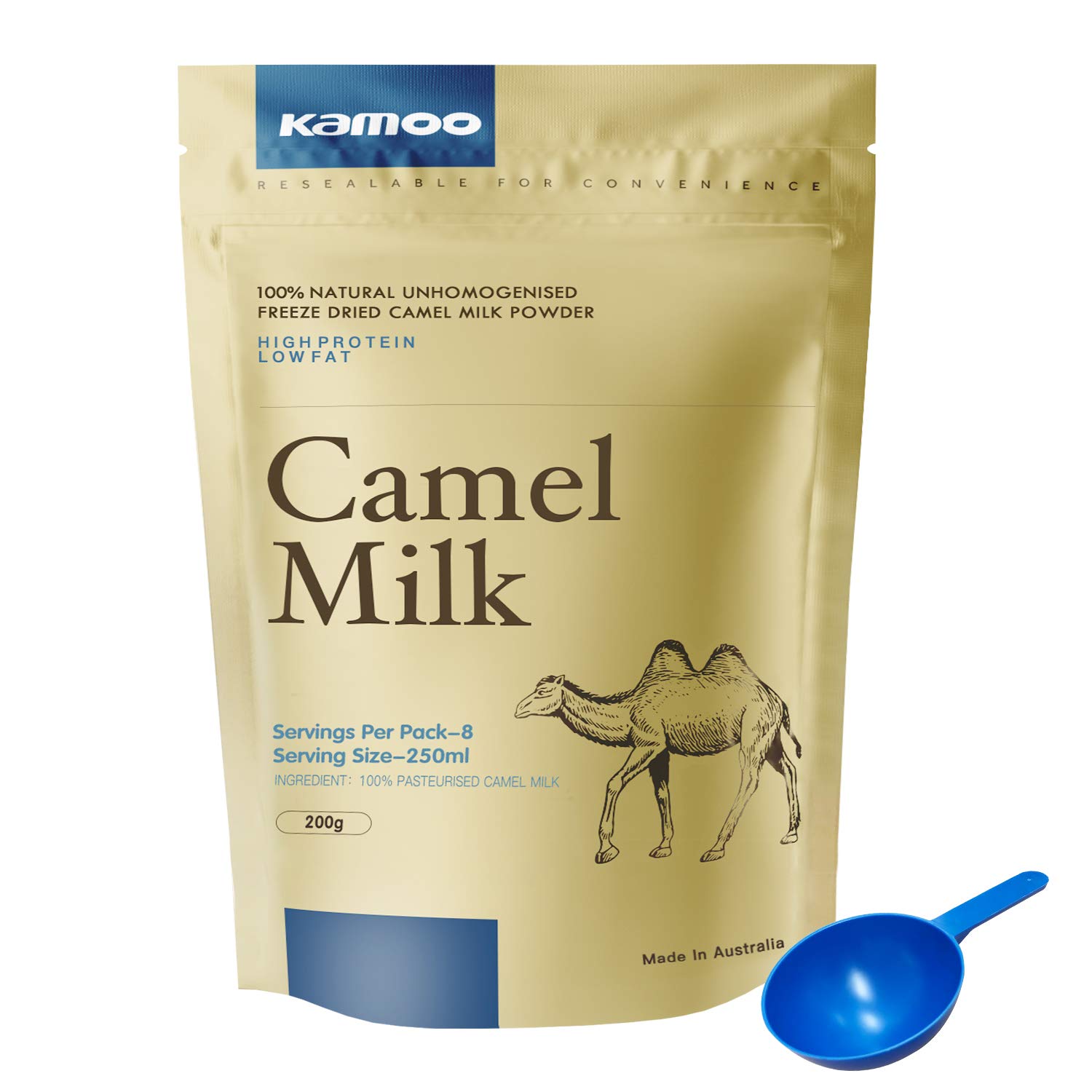 KAMOO-100% Natural unhomogenised Freeze Dried Camel Milk Powder 200g by KAMOO Imported from Australia