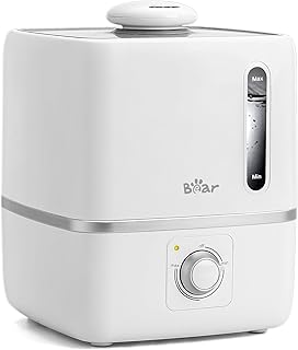 Bear Humidifiers for Bedroom, 3L Quiet Cool Mist Humidifier with 360° Nozzle, Essential Oil Diffuser, Rapid Ultrasonic Humidifier for Baby Nursery and Plant, Auto Shut-Off, 25H Work Time, White