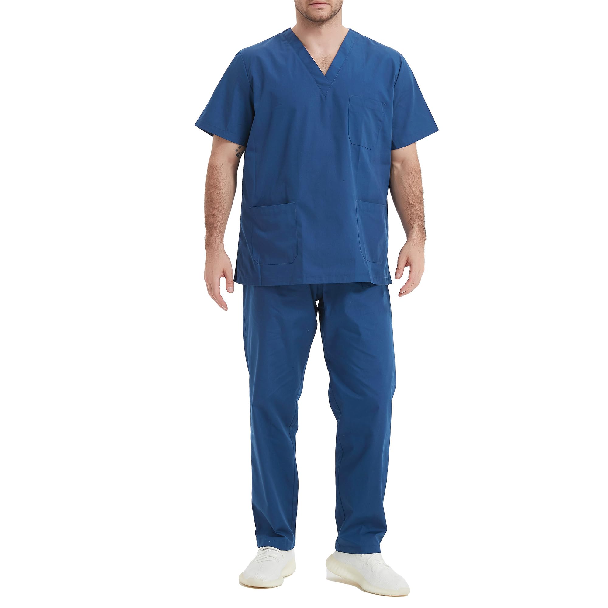 MISEMIYA - Uniformi Unisex Set Camice – Uniforme Medica con Maglia e Pantaloni Uniformi Mediche Camice Uniformi sanitarie - Ref.6801-6802 - X-Small, Blu Navy