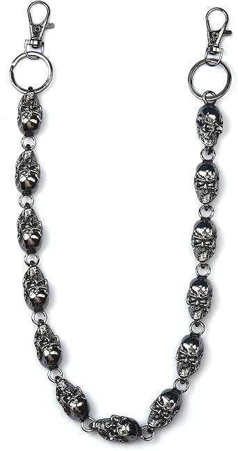 Goth Skull Bag Charm Wallet Chain - Jean Belt Pocket Pants Chain Keychain - 20 Inch Purse Extender Chain Strap