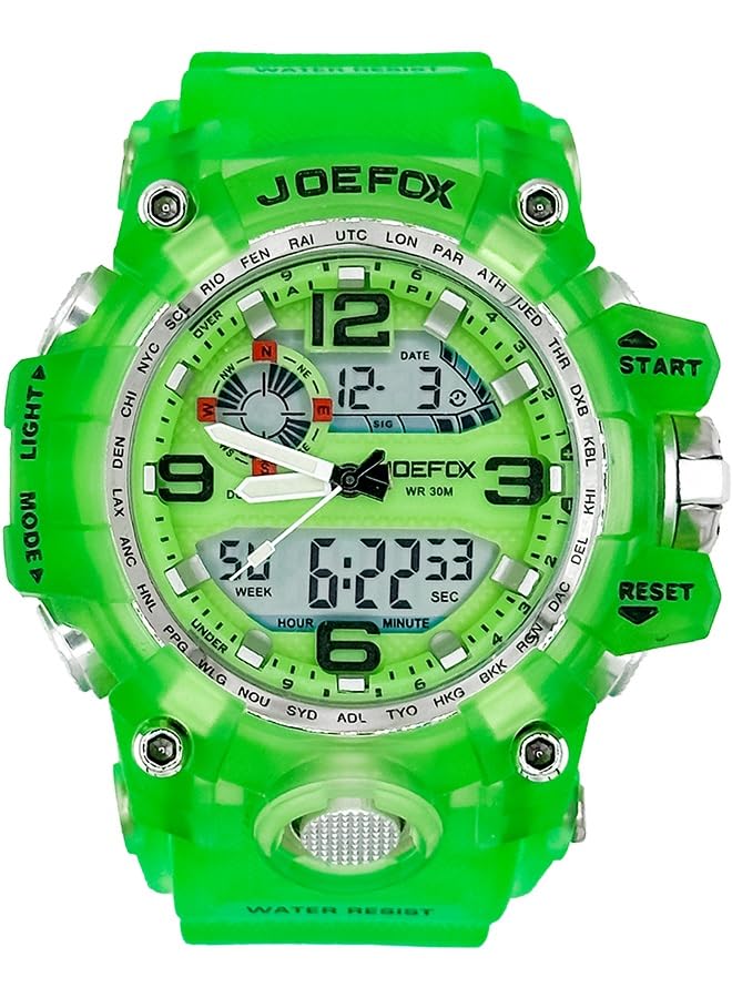 JOEFOXMulti Function Men's Watch | Waterproof Outdoor Sports Analog Digital Wrist Watch | Large Face Dual Dial Time and Stopwatch Alarm | LED Wristwatch Big Wrist For Men With Alarm