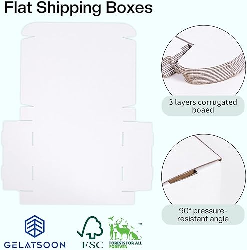 Miniatura 3 de Juego de 25 cajas de envío blancas de 13 x 10 x 2 pulgadas, cajas de cartón corrugado certificadas por FSC para embalaje, correo, pequeñas empresas