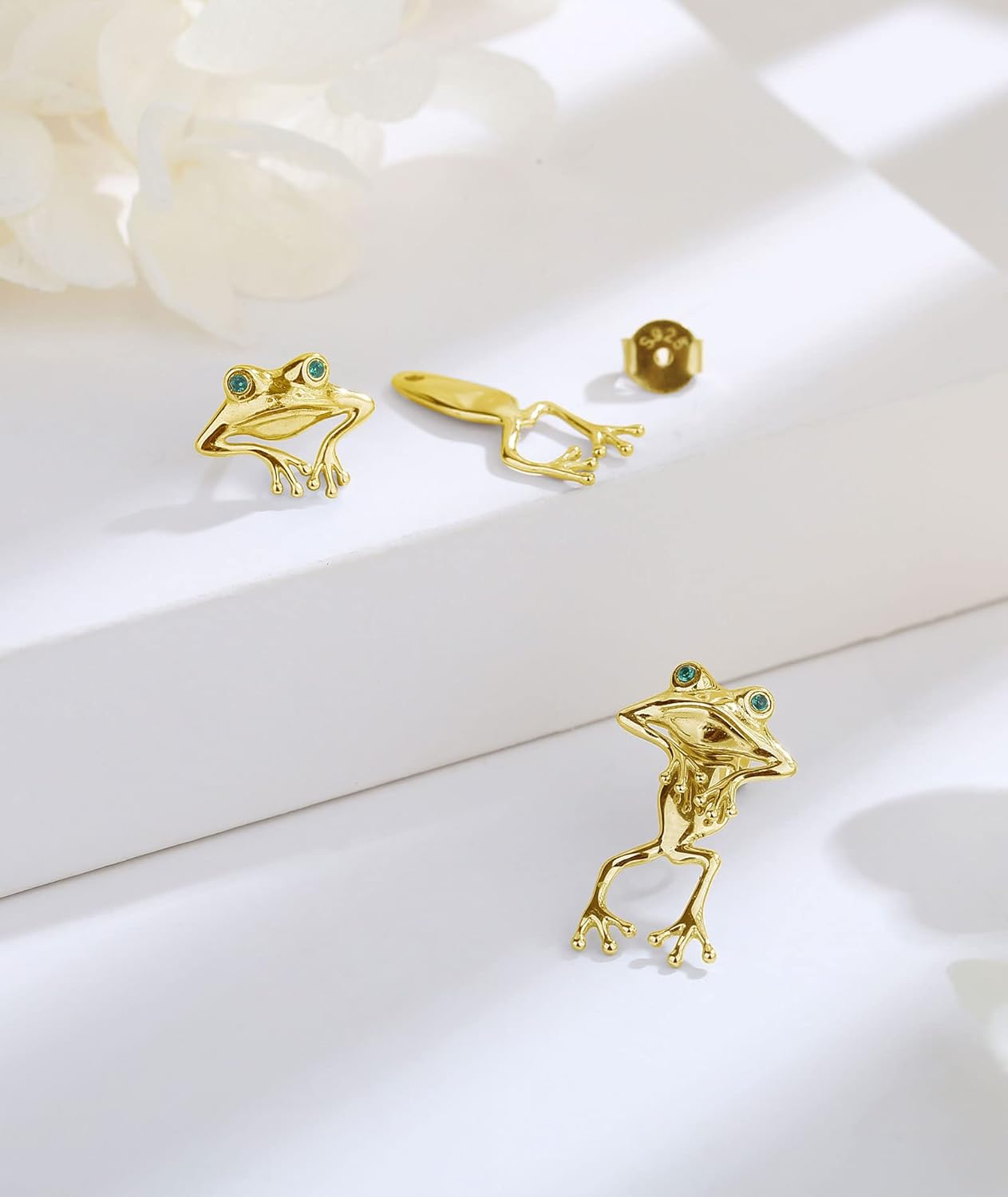 INFUSEU Sterling Silver Cute Stud Earrings Cat Frog Mushroom Bunny, Small Gifts for Women Teen Girls Animal Lovers - Image 2