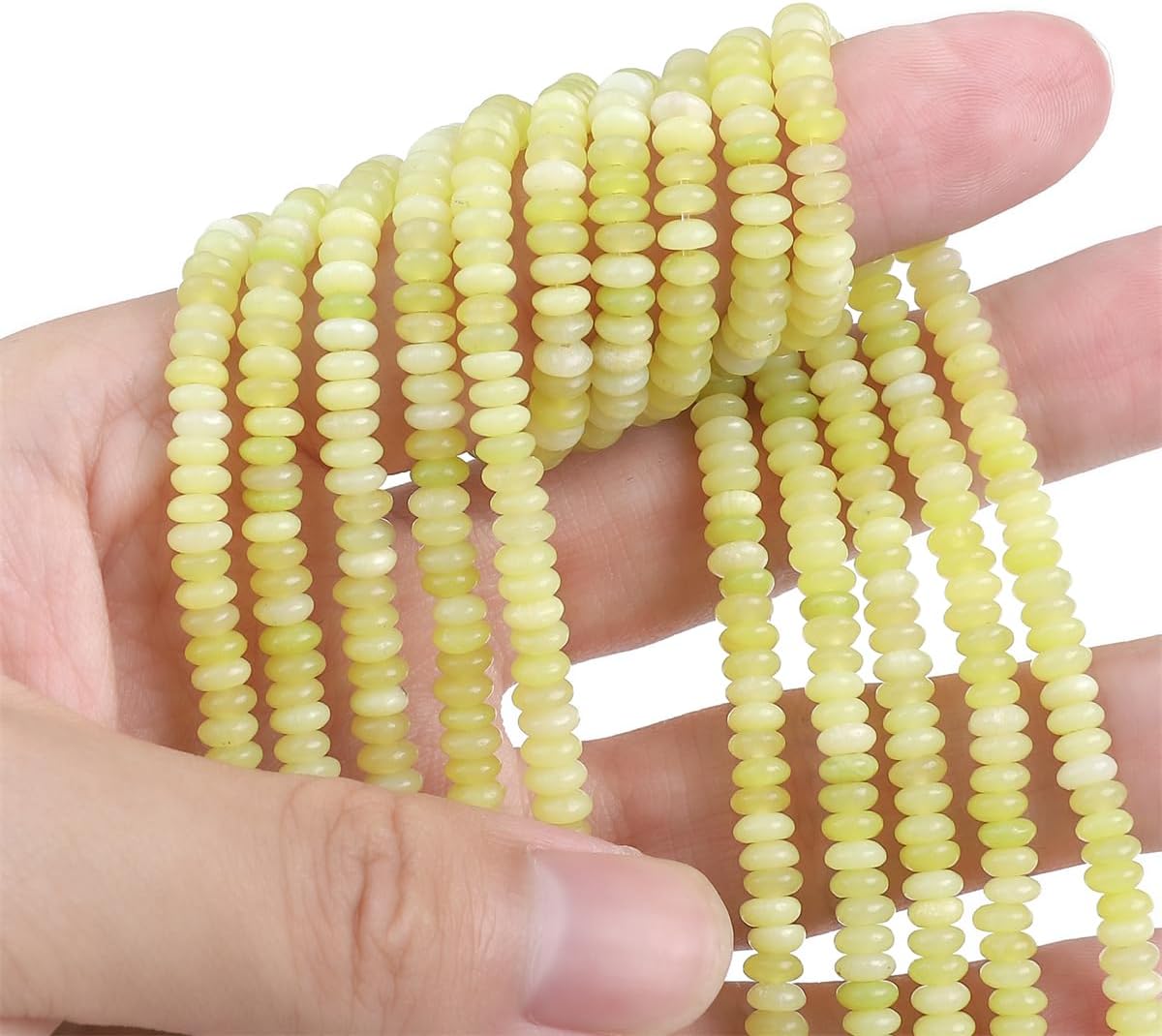 Natural Lemon Jade Spacer Beads Caps Rondelle Disk Loose Beads for Beading Jewelry Making 4mmx2mm 38cm - Image 4