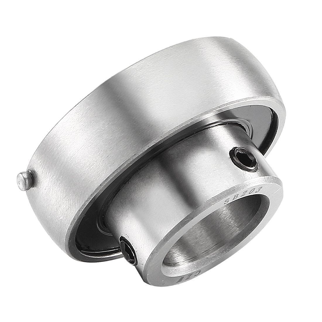 Aexit SB203 GCr15 Transmission Parts 17mm Inner Diameter Insert Mounted Ball Bearing Gray Model:97as522qo94