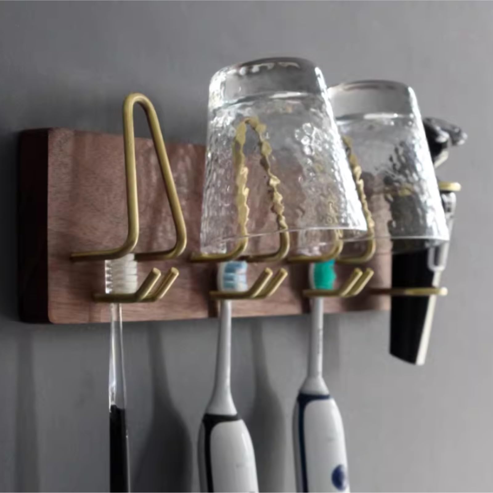 Porta Cepillo Dientes Baño Soporte For Cepillo De Dientes For Colgar En La Pared, Estante Madera For Cepillos Y Pasta Hogar Y Cocina(35cm)