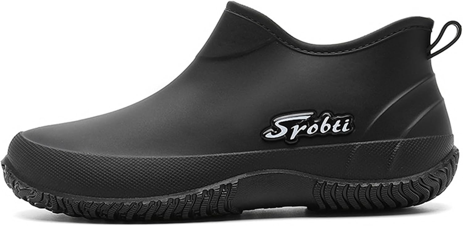 Womens Garden Low Top Rain Boots Waterproof Non Slip Comfort Slip On Round Toe Lightw Flat Booties Daily Casual Fishing Farming Boating