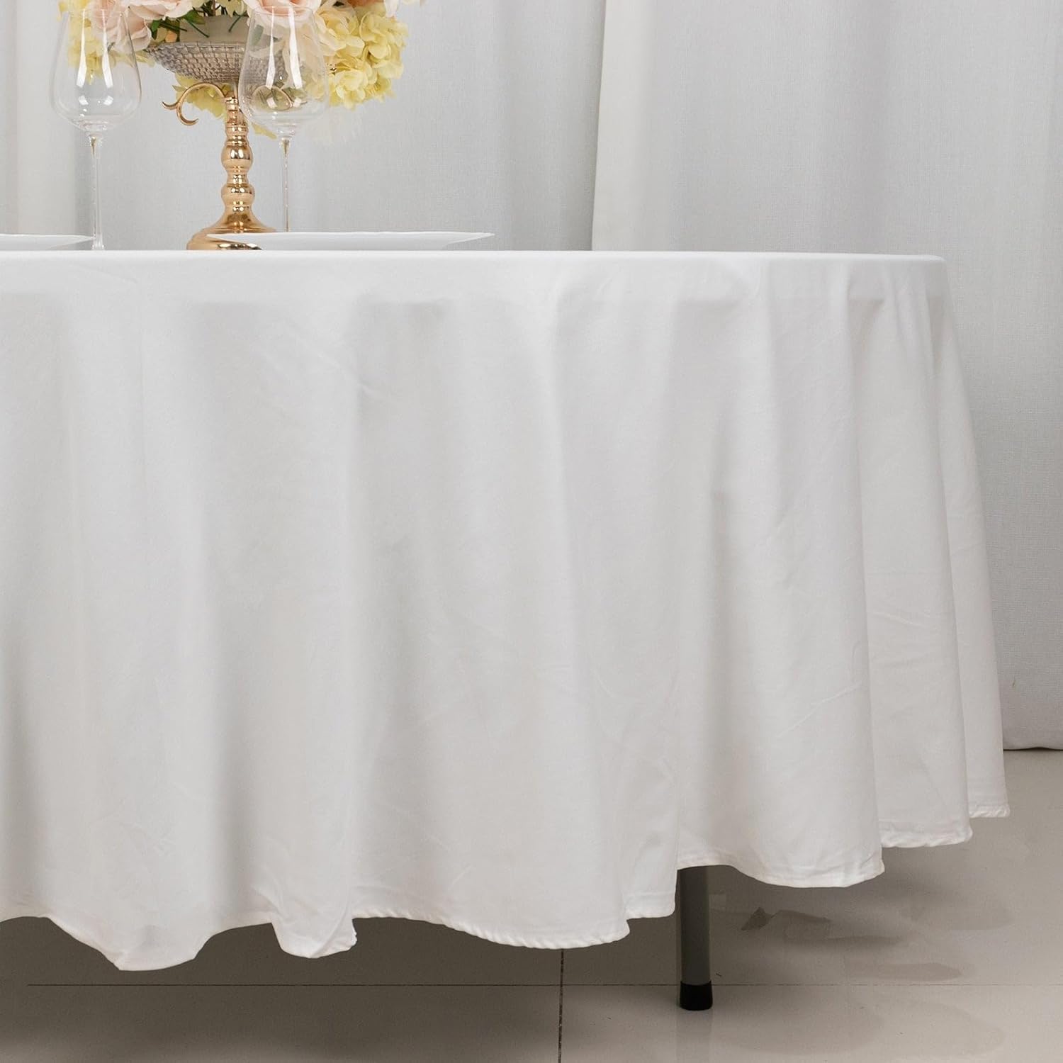 BalsaCircle 108-Inch White Premium Round Cotton Tablecloth Table Linens Wedding Party Events Decorations Kitchen Dining