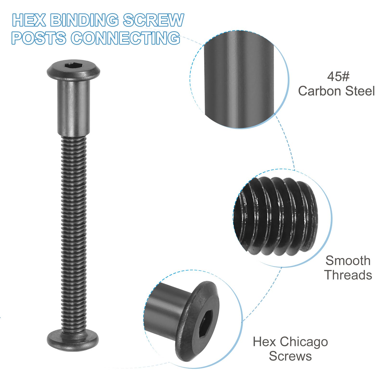 PATIKIL M8 x 50 mm Hex Chicago Screws - Image 3