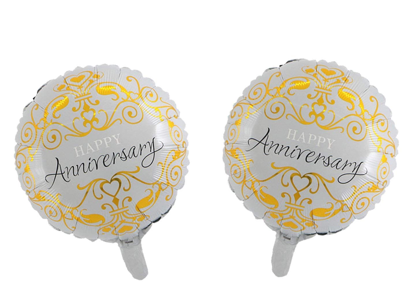 ToyNextHappy Anniversary Round Foil Balloon for decoration (Golden, Pack of 2)