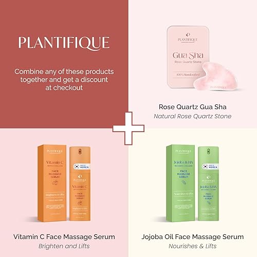 Miniatura 3 de Gua Sha - Herramienta de cuarzo rosa para cara por Plantifique - Herramienta de masaje antienvejecimiento - Herramienta GuaSha para cara - Productos