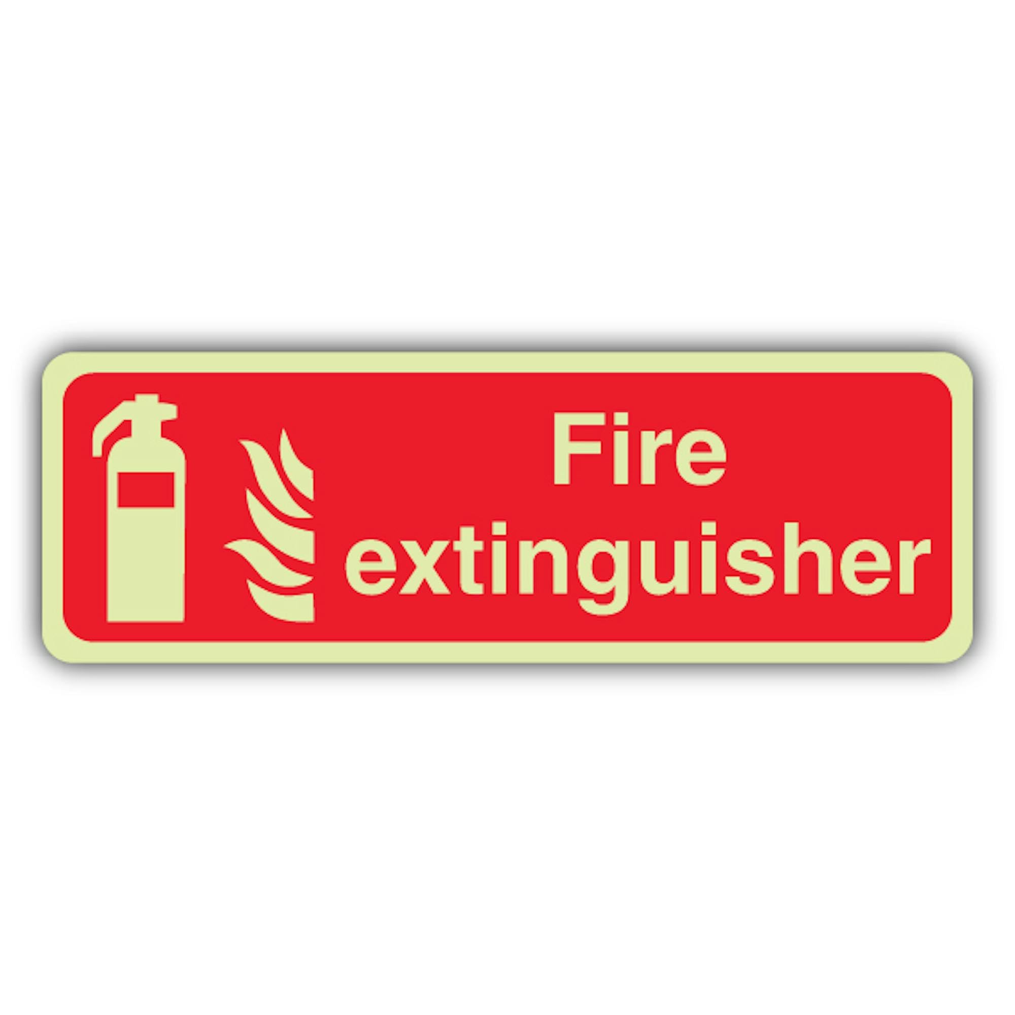 V Safety Glow In The Dark Fire Extinguisher Sign - Landscape Format - 210 x 70 mm - Made From Double Glow Rigid Plastic - Fire Safety Signage - Made in Britain