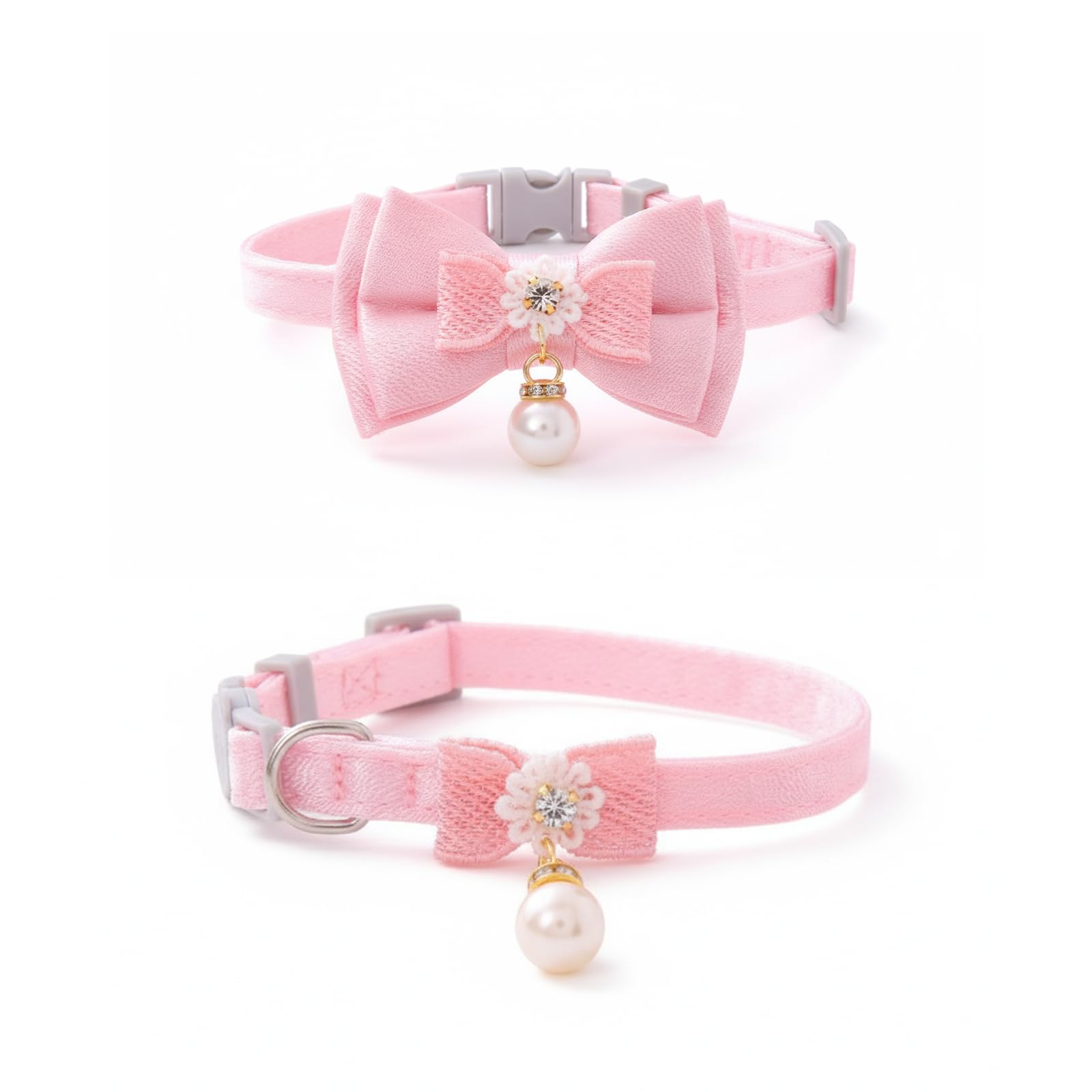 Cat Collar - ShiningUU 2-Pack Pink Adjustable Breakaway Collar with Bell for Safety | Adorable Bow Tie Accessory for Kitten Pet Supplies Stuff Accessories