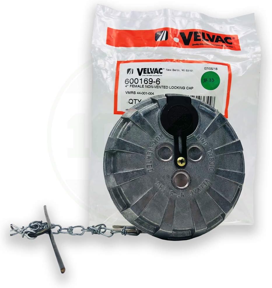 Velvac 600169-6 Fuel Tank Cap Female, Non Vented, 4" Nominal Size, 8 Threads Per Inch