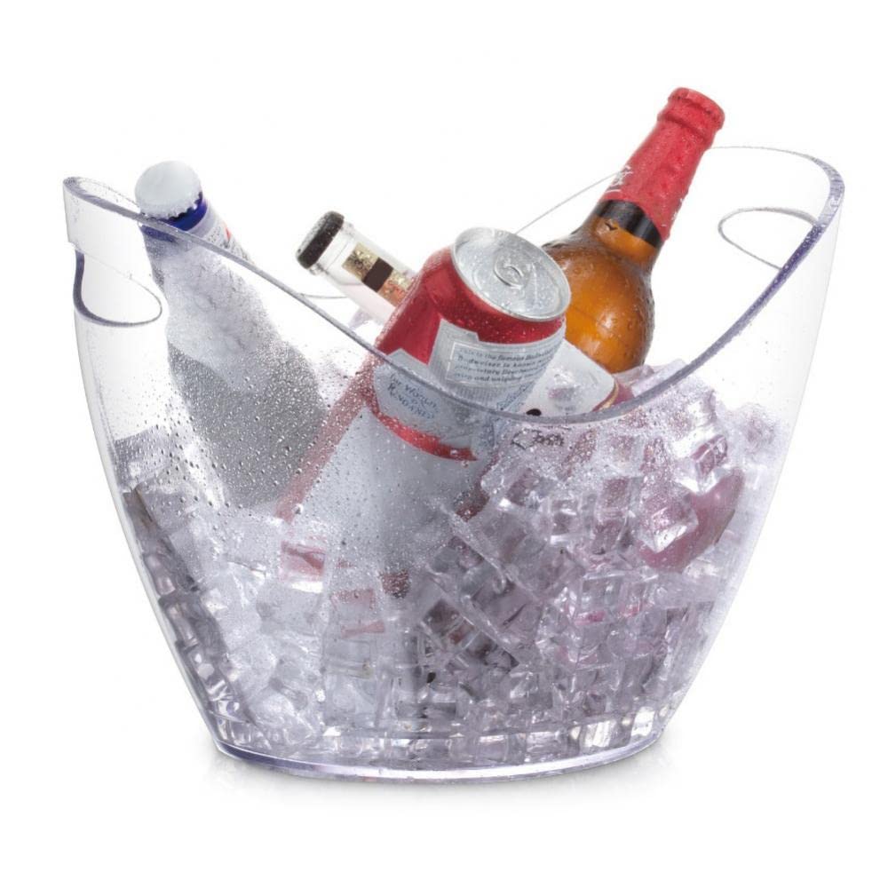 Cubeta de hielo Cubo de vino transparente Cubos de champán Cubo de bebidas Cubo de hielo Cocina Vino Botella de cerveza para el hogar Hotel Ktv Pub Cubos de hielo con aislamiento de acero inoxidable