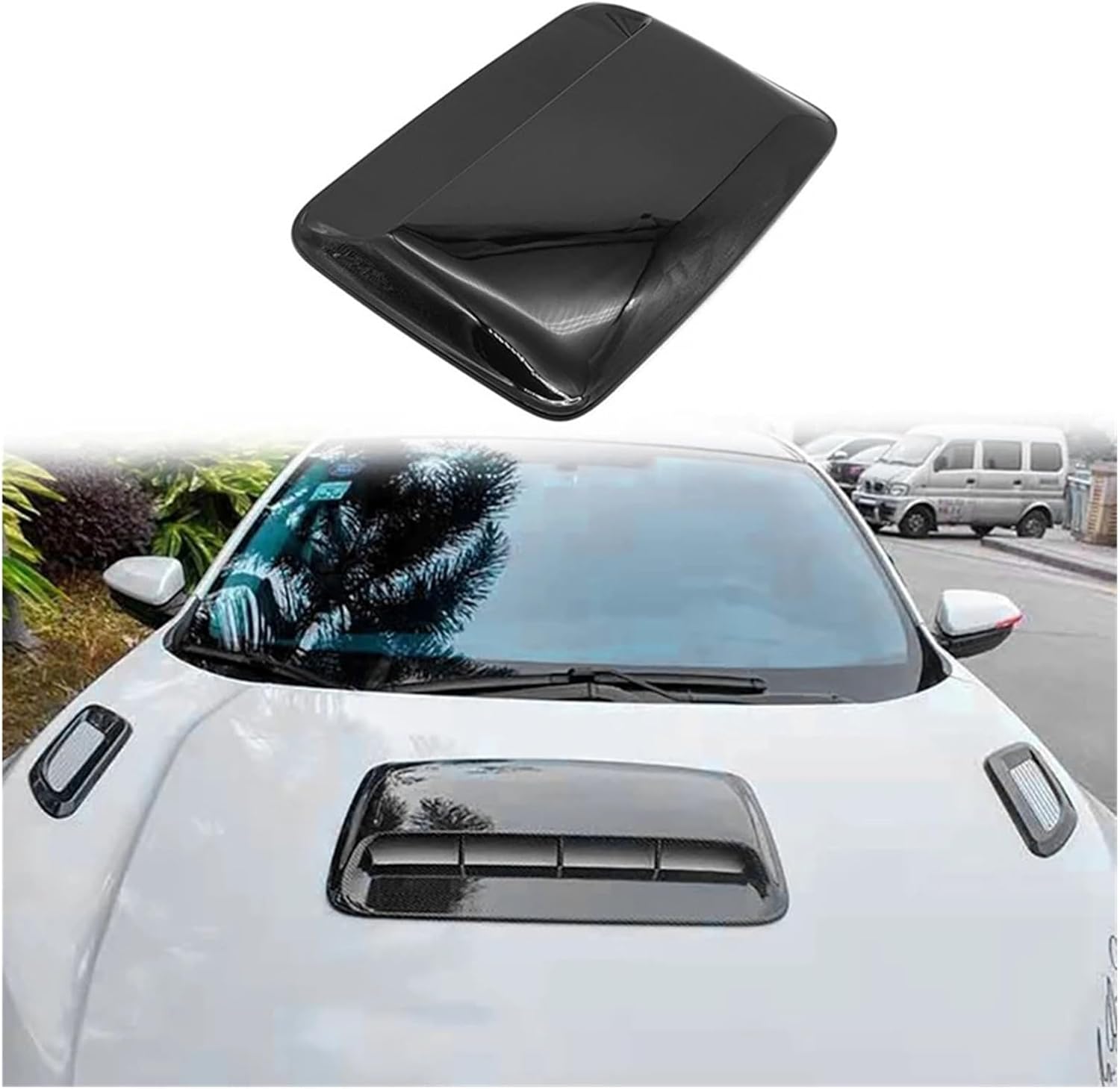 Car Universal Hood Vent Air Outlet Cover Compatible For Infiniti And Mazda Compatible For Tesla Hood Scoop Air Flow Intake Vent Cover(Carbon look)