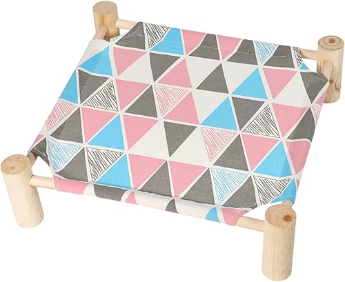 Miniatura 8 de Patas Lague Hamaca Cama para Gatos y Perros Pequeños, Cama Elevada de Madera Transpirable para Mascotas Gatos Conejos con Refrigeración para