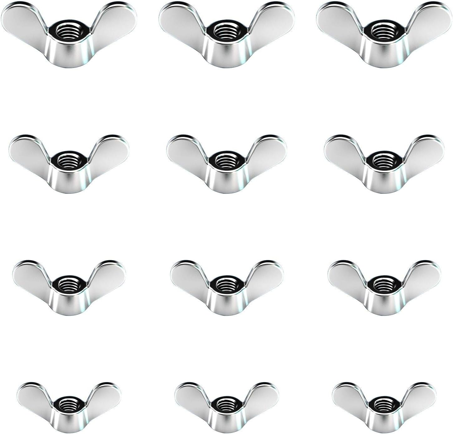 LAITER 60 Pcs Tuerca de mariposa M4 M5 M6 M8 Tuercas de alas de zinc blanco Kit de surtido de piezas de fijación Herramientas Bricolaje para Automóviles Industriales