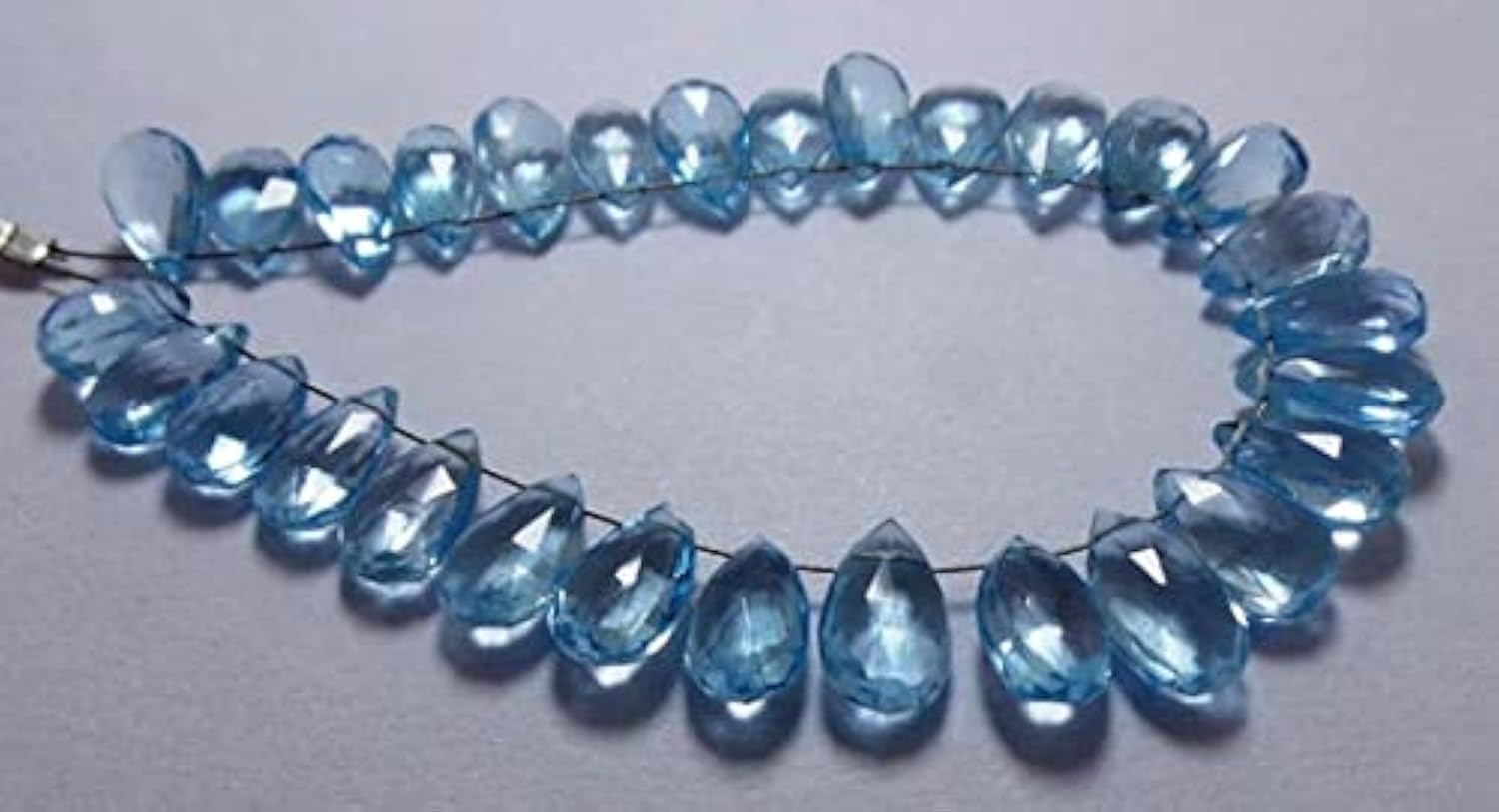 Pierre de lune bleu ciel 8x5-10.5x6 mm LKBEADS poire facettée 29 pièces