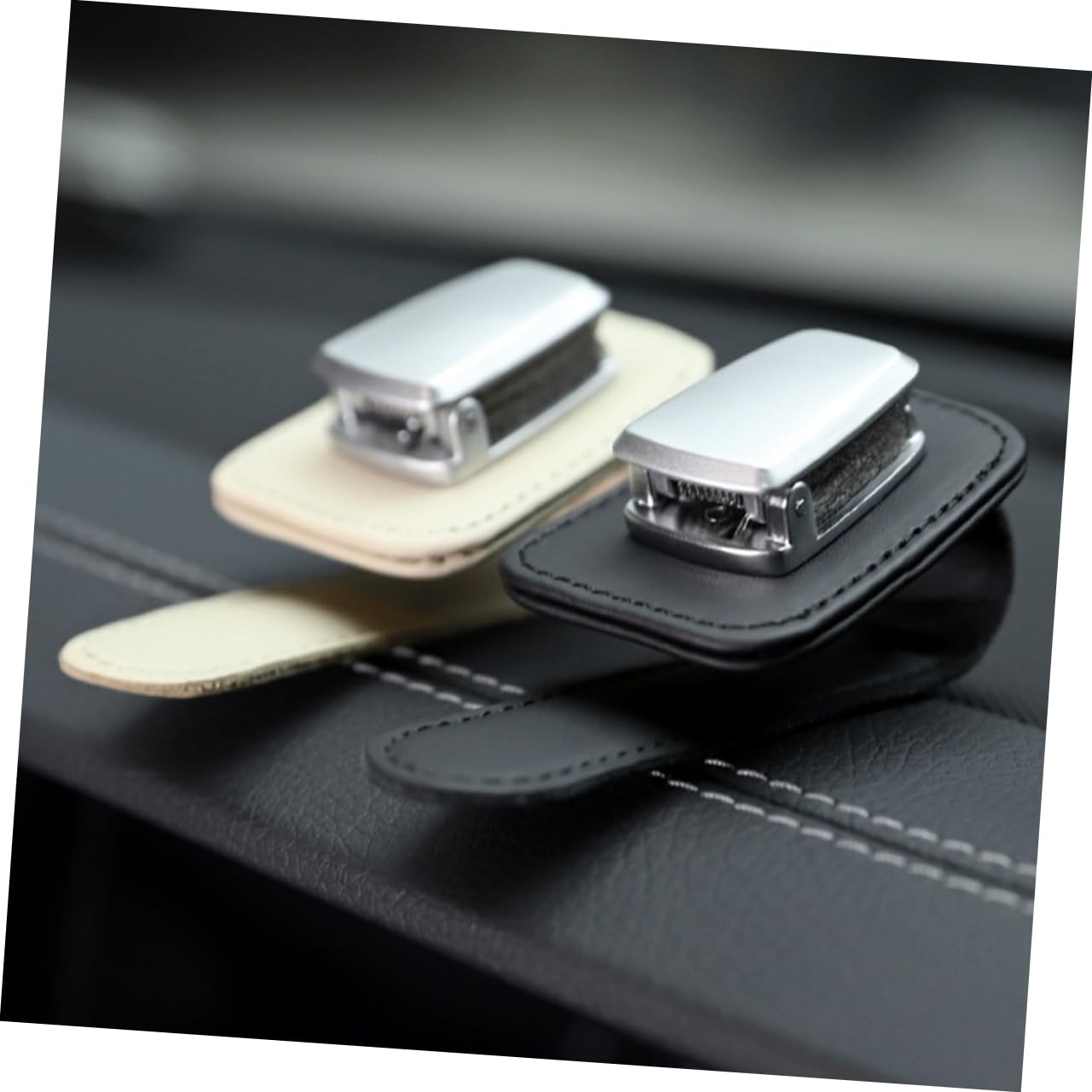 iplusmile 5pièces Porte-lunettes De Voiture Cuir Clip De Pare-soleil Pour Lunettes De Soleil Organisateur De Visière Support Pour Cartes Et Tickets Accessoire Pratique Pour Les Véhicules