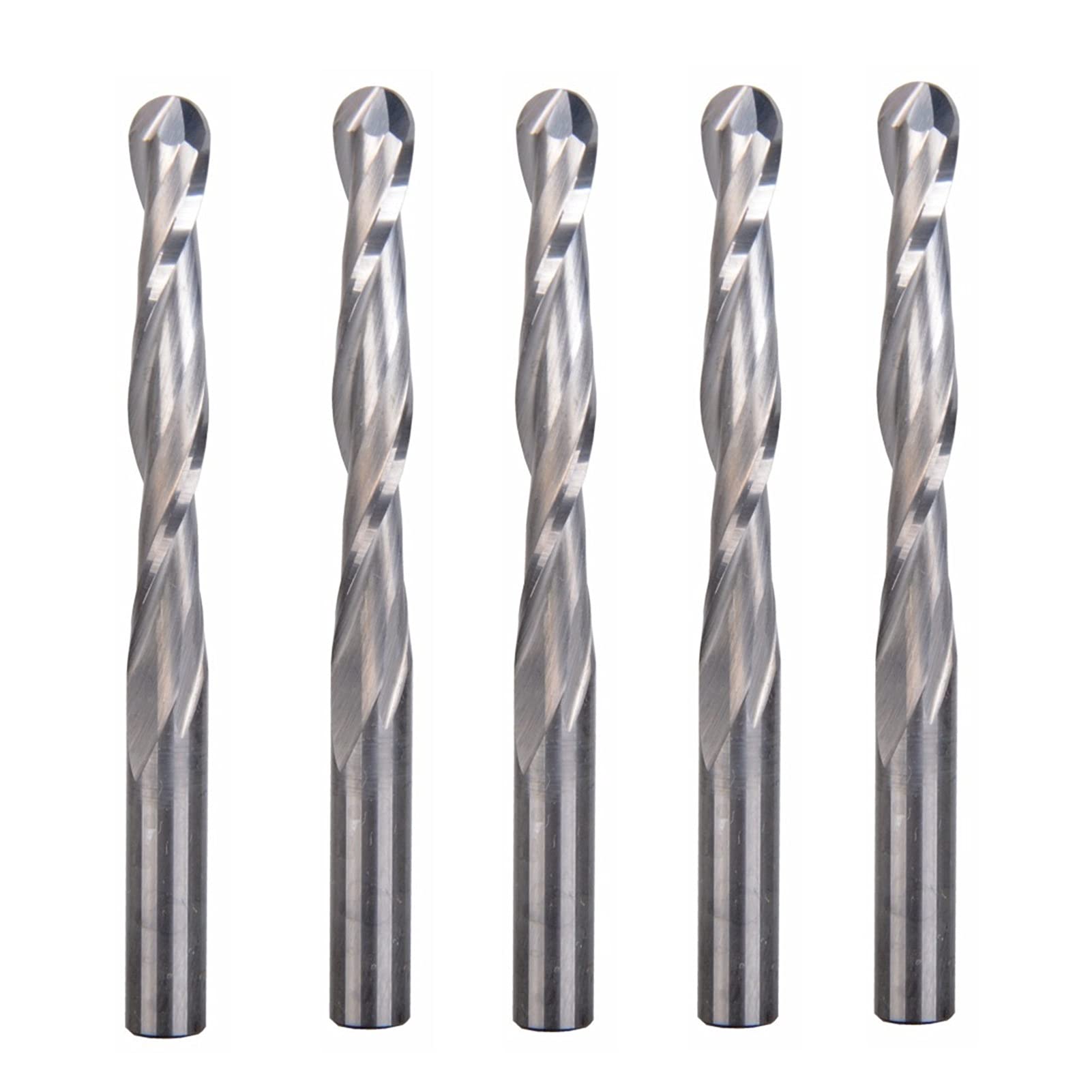 TBZOQAID 5Pcs 2 Flutes Carbide Ball Nose End Mills CNC Bits 642mm Router for Engraving Tools