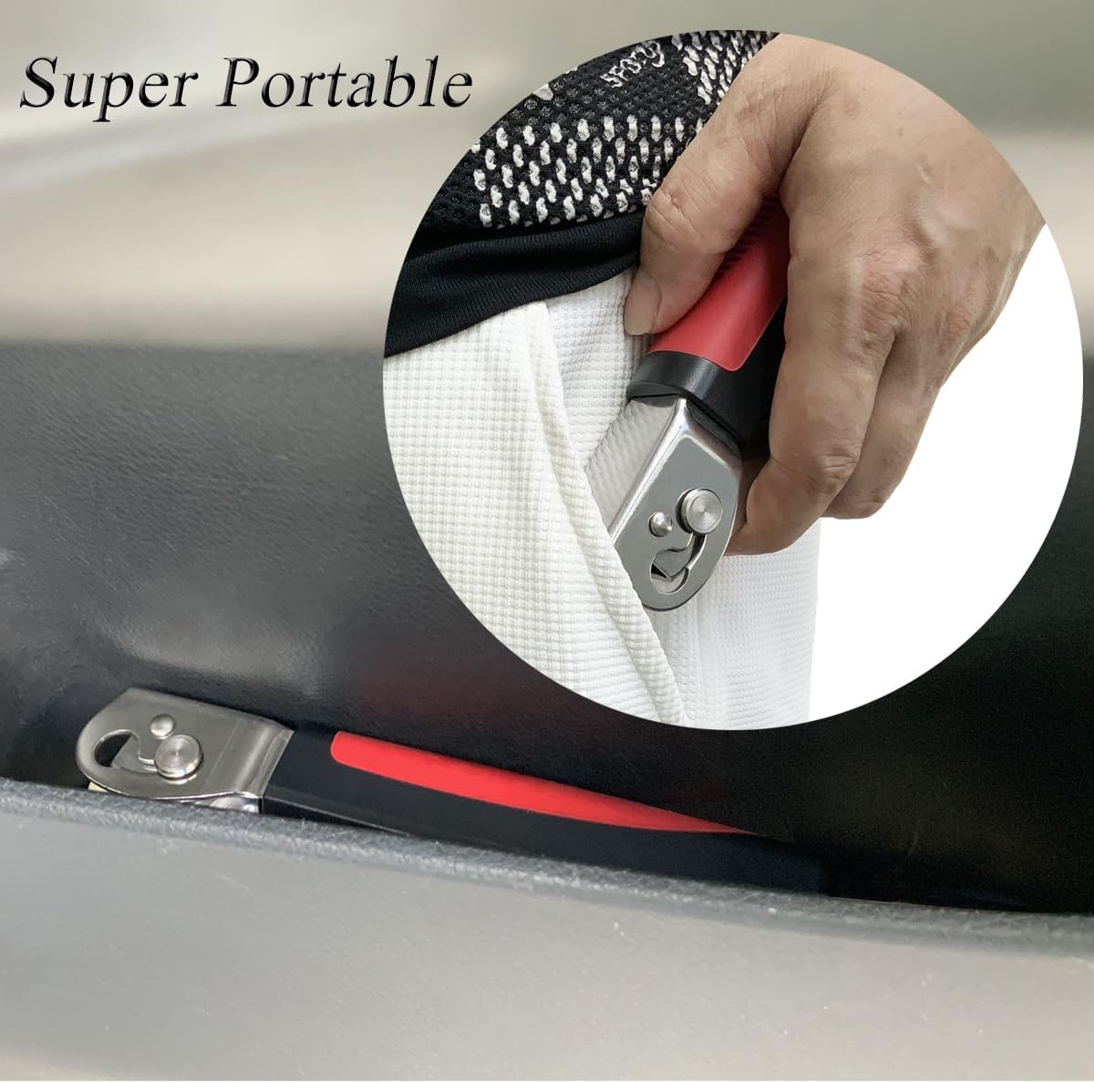 Foldable Car Door Handle for Elderly with Adj. Standing Aid Safety Handle, Portable Car Assist Handle for Elderly, Auto Cane, Car Handle Assist for Elderly Car Door Handle to Get in and Out of Car Red