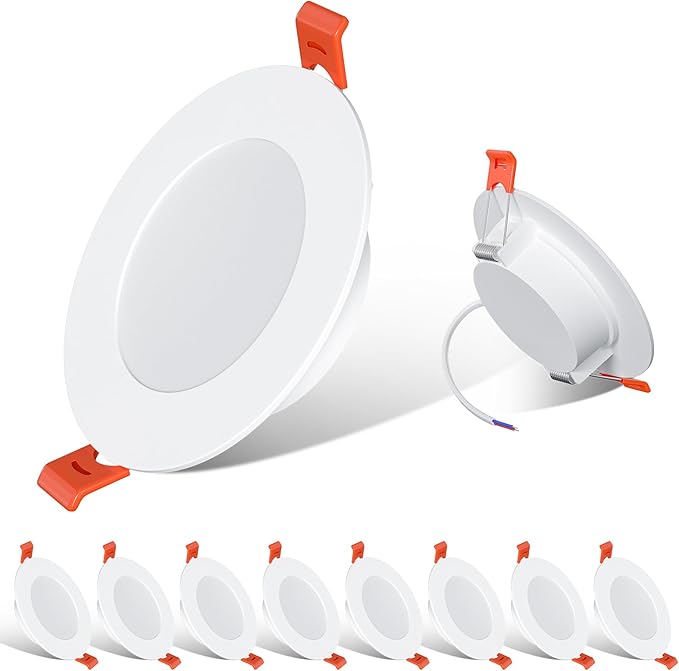ChangM ChangM Led-inbouwspot, extra plat, 230 V, led-inbouwlamp, warmwit, 2700 K, Spotlight LED, 7 W, IP44, inbouwlamp voor woonkamer, keuken, badkamer en toilet, set van 8