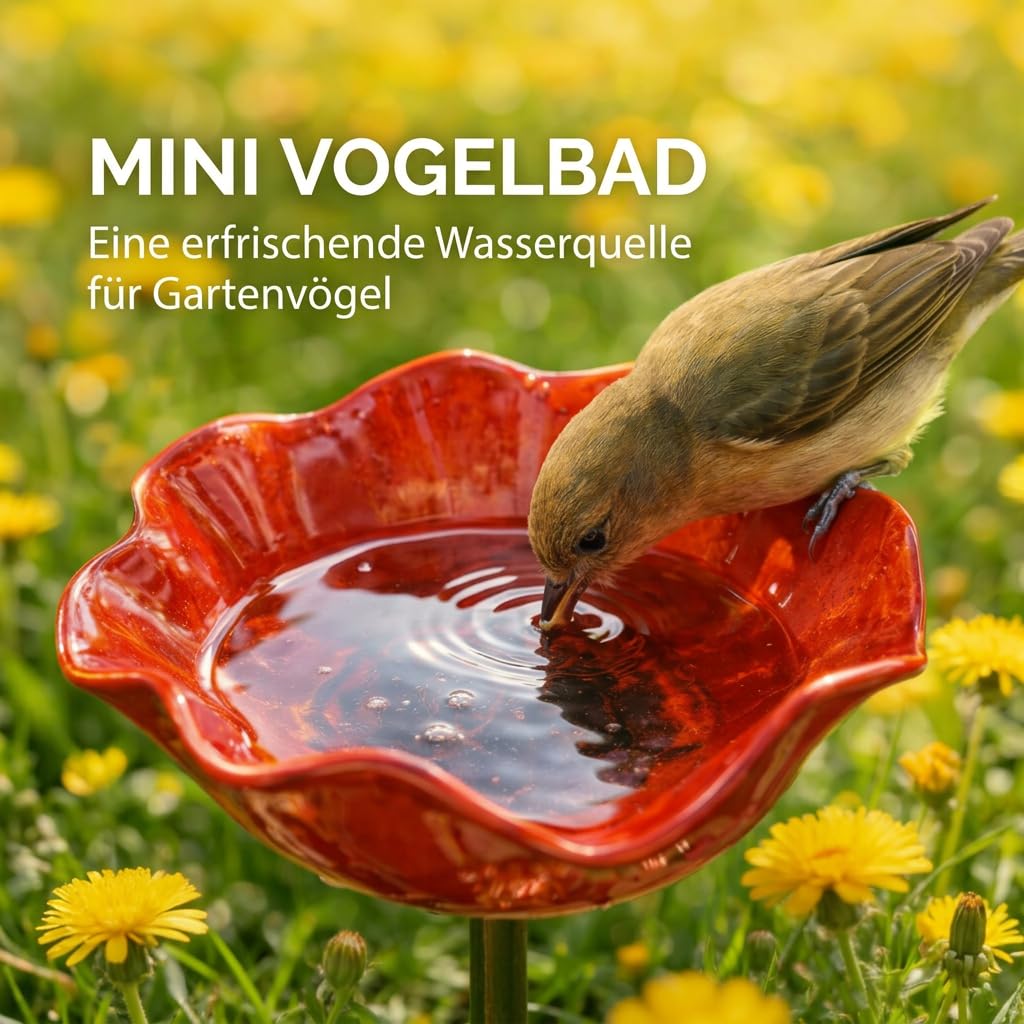 Vogeltränke Blume,Bienentränke für den garten,Insektentränke Gartenstecker aus Metall, Gartendekoration für Rasen, Balkon & Terrasse (Rot, lila, gelb)