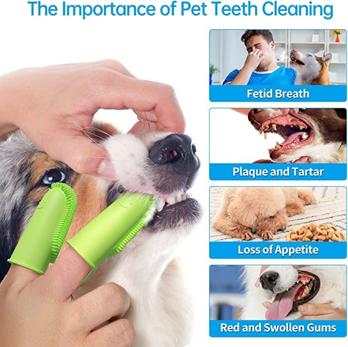 SHOPONIL Dog Toothbrush with 135-Surround Bristles Easy Teeth Cleaning and Double-Finger Toothbrush Dental Care Ideal for Puppies, Cats, and Small Pets (Multicolor) 1