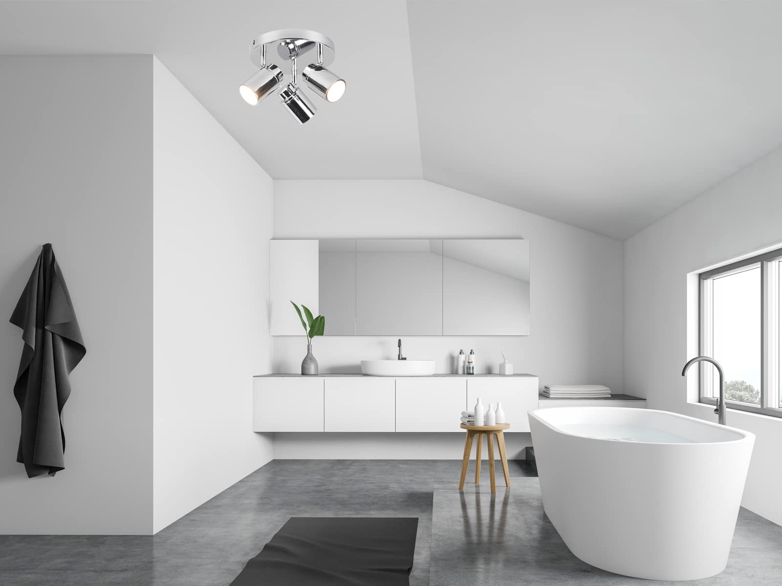 Badezimmerlampe Deckenstrahler Rondell 3-flammig Silber Chrom Ø 20cm