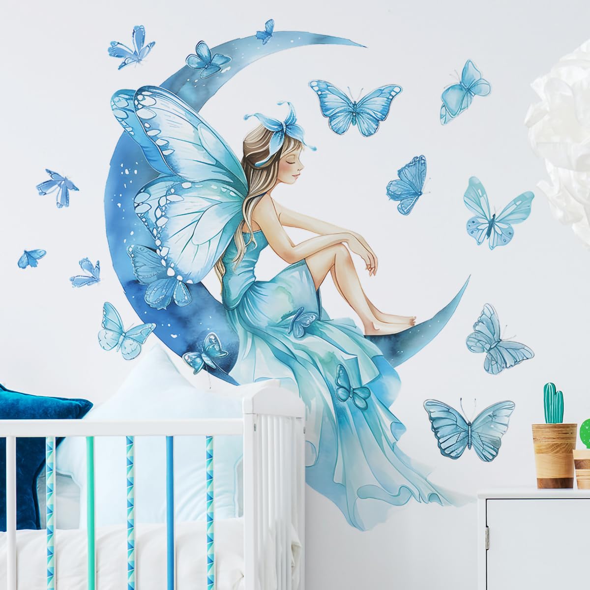 DEIKOKA Removable Fairy & Butterfly Wall Decals - Peel And Stick Vinyl Wall Art For Girls Room, Nursery (Blue) - View #12