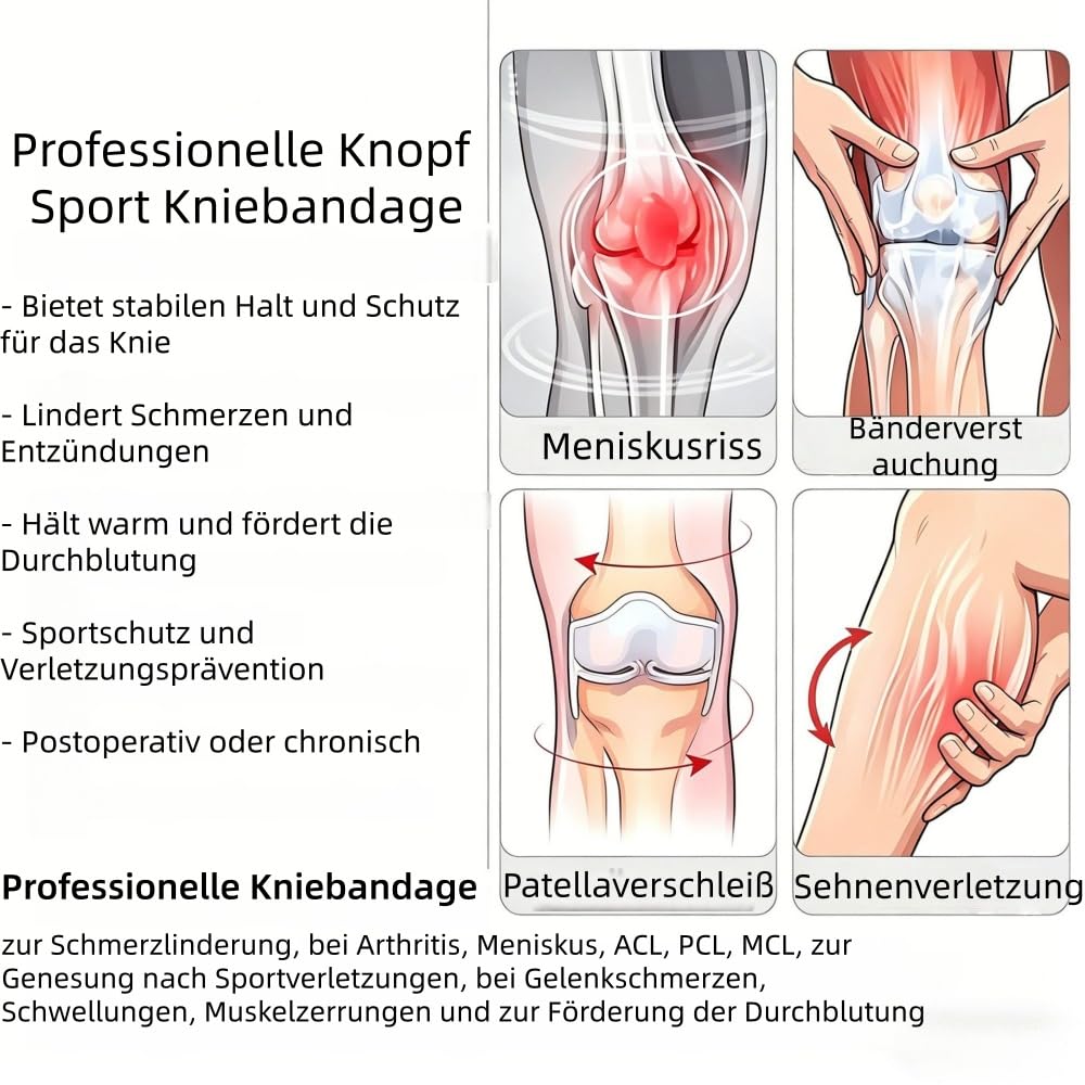 MEIION reha komfort Verstellbare Kniebandage mit Drehknopf, Atmungsaktiv und bequem,Kompression für Sport, Alltag, geeignet für Damen und Männer