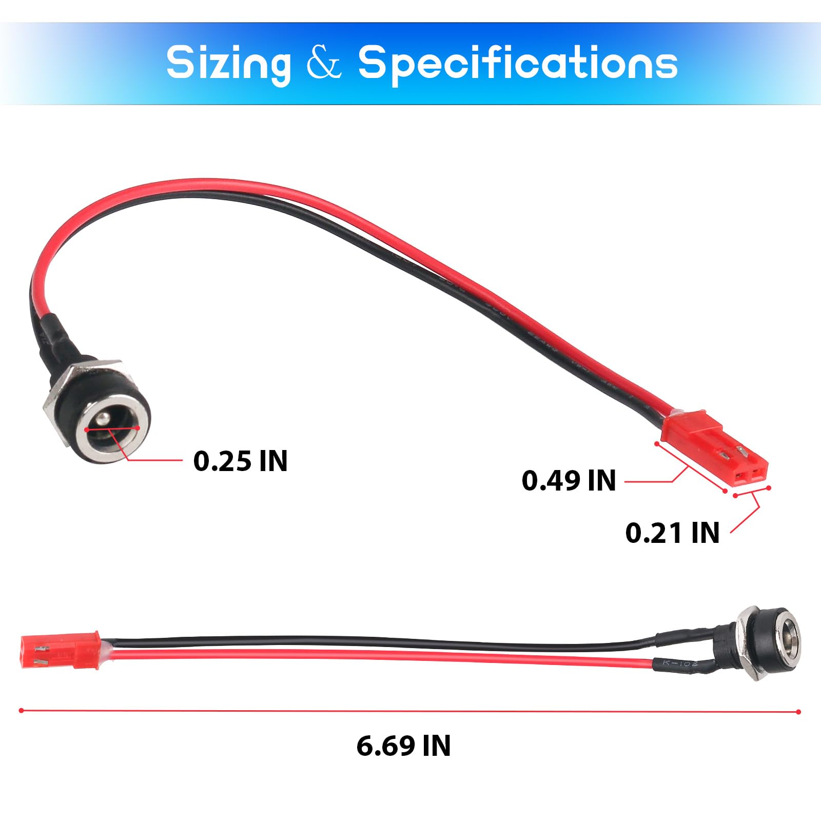 2pcs Electric Scooter Charger Port for GOTRAX Charger Replacement Compatible with GOTRAX GXL V2, XR Elite, XR Ultra, Apex, Rival Electric Scooter - 2.5 mm ID Battery Charging Harness Replacement