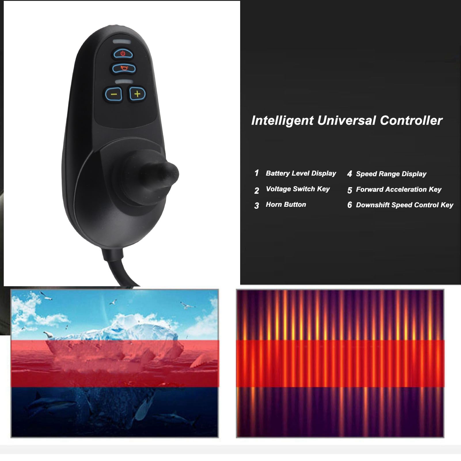Eujgoov Controlador de Joystick para Silla de Ruedas Eléctrica, Controlador de Silla de Ruedas Eléctrica de 45 A DC24 V, Control Estable y Sensible con Freno Automático de Seguridad para