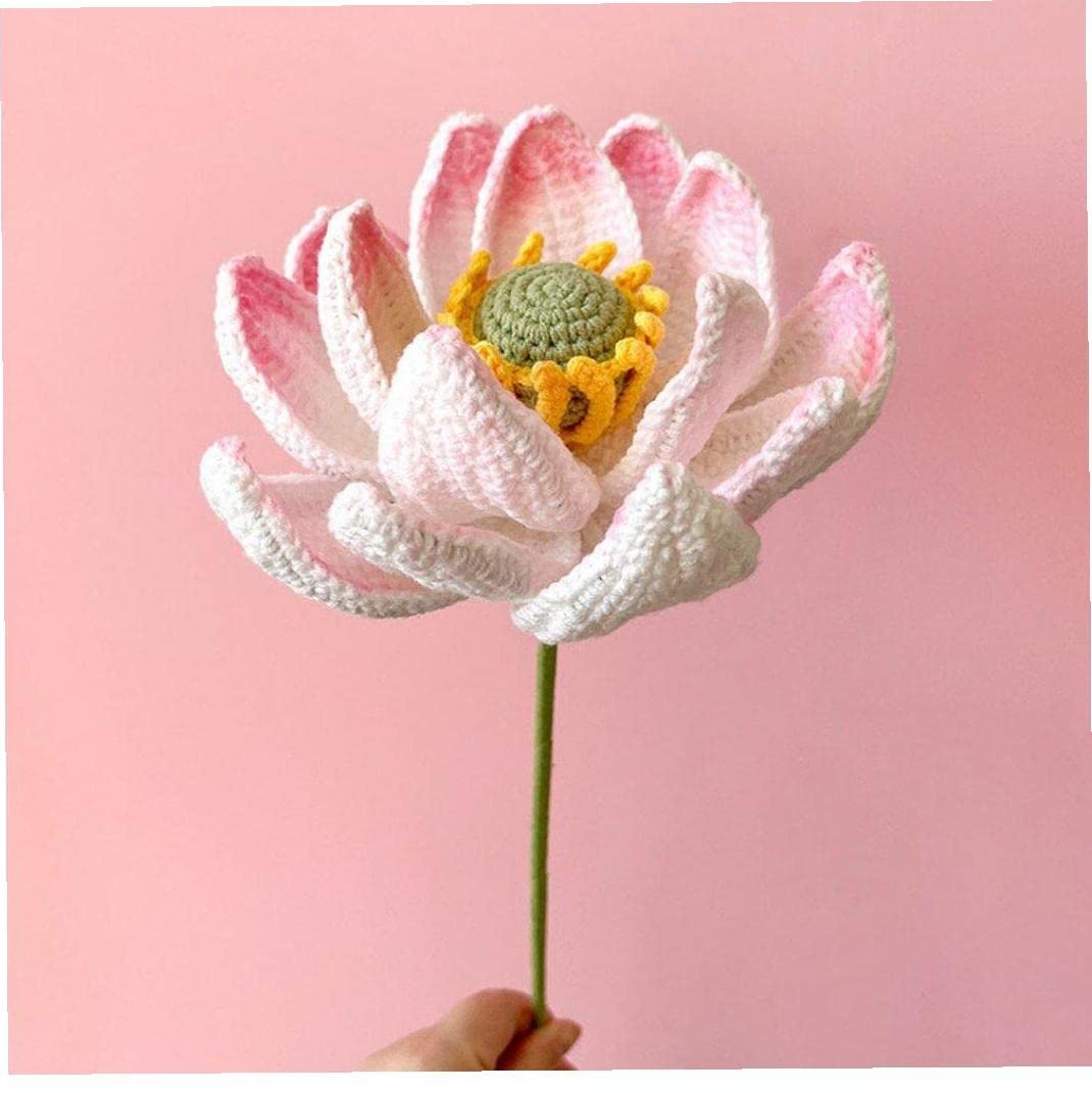 Amazon.co.jp: SAEYZ 擬似鉤針花人工ニット蓮の花手編み花家居装飾偽蓮