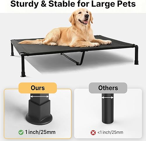 Miniatura 5 de Veehoo Cama elevada para perros de tamaño grande con cojín de felpa esponjosa, sofá ortopédico lavable para perro, cuna elevada para mascotas con