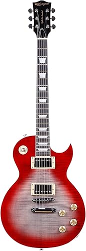 Leo Jaymz Guitarra eléctrica de 39 pulgadas, serie de corte único, cuerpo y cuello de caoba, parte superior curvada, exquisita chapa de arce de