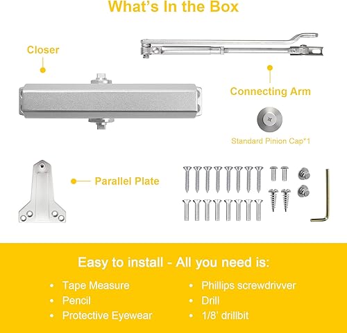 Miniatura 4 de Cierre de puerta comercial 5016  Cierre automático de puerta estándar comercial ajustable de grado 1 y silencioso, adecuado para puertas